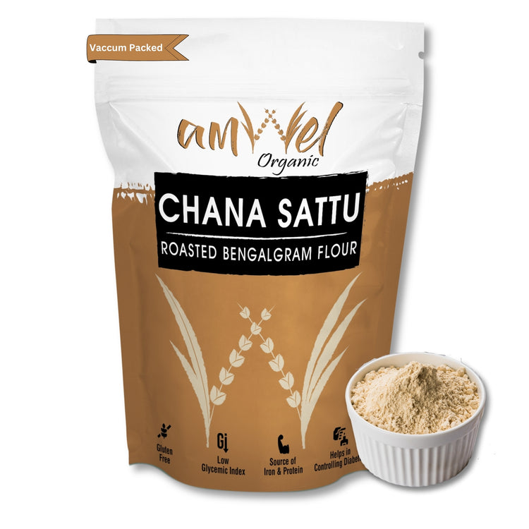 Amwel Organic Chana Sattu | Roasted Bengal Gram Flour | 450g |