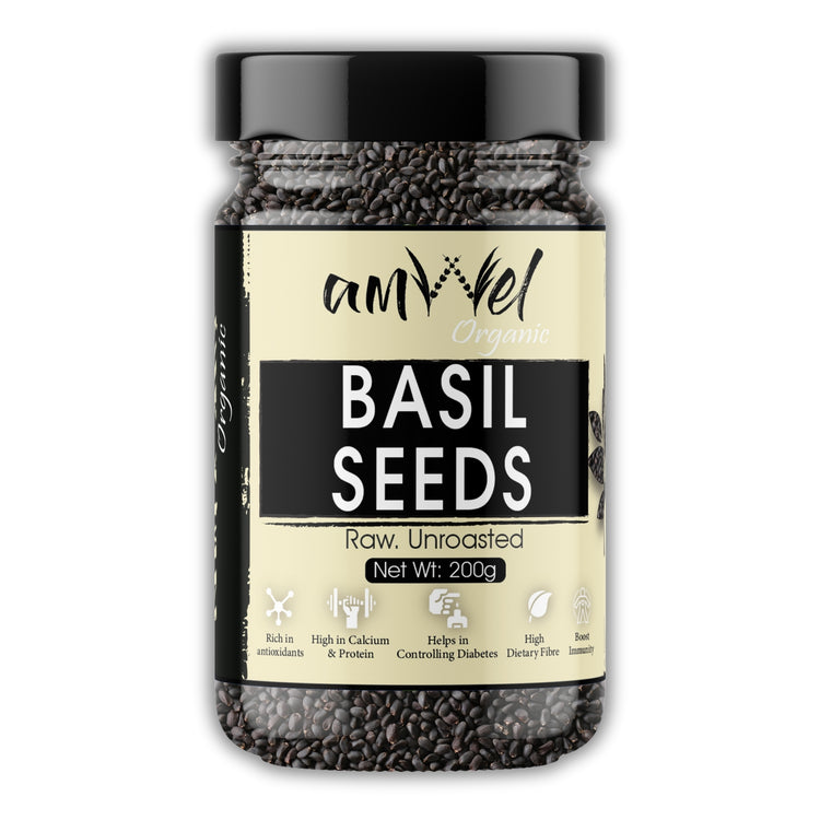 Amwel Organic Basil Seeds 200gm Raw Unroasted edible seed for