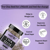 Amwel Organic Chia Seeds 200gm | Raw Unroasted seeds | Gluten Free Omega 3 High fibre Keto diet snack for eating | USDA Certified grains