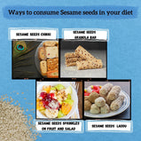 Amwel Organic Sesame Seeds 200gm |  Raw Unroasted edible seed for weight management | Gluten Free Omega 3 High fibre Keto diet snack for eating | USDA Certified grains