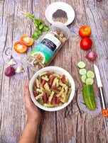 Amwel Organic Gluten Free & Multigrain Multi Veggie Pasta 220g | Gourmet Instant Pasta | Fusilli Pasta | No Maida No Sooji | Beetroot, Spinach & Corn |